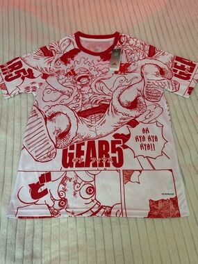 adidas White & Red Gear 5 Manga Graphic Tee
